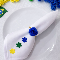 Kit 06 Anel de Guardanapo Para Copa do Mundo Brasil Flor de Pano