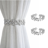 Kit 02 Prendedores de Cortina de Aço Floral