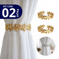 Kit 02 Prendedores de Cortina de Aço Floral