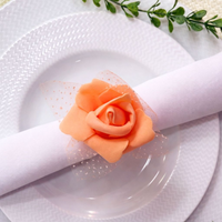 Kit com 4 Anel de Guardanapo + 4 Guardanapo  Oxford Rosa Salmão