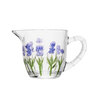 Leiteira em Cristal Com Relevo Detalhes Lavanda Flores 240ml