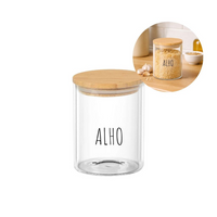 Potes Herméticos para Temperos de Vidro com Tampa de Bambu Personalizado 6x8