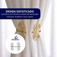 Kit 02 Prendedores de Cortina de Aço Espiral Elegante