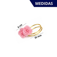 Kit com 4 Anel de Guardanapo + 4 Guardanapo  Oxford 3 Rosas