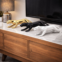 Enfeite Decorativo em Porcelana Leopardo Metalizado 27 cm