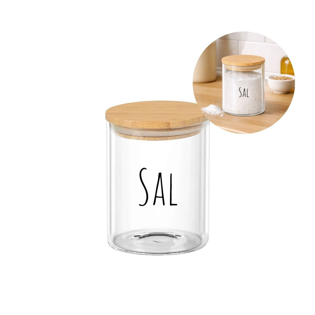Potes Herméticos para Temperos de Vidro com Tampa de Bambu Personalizado 6x8