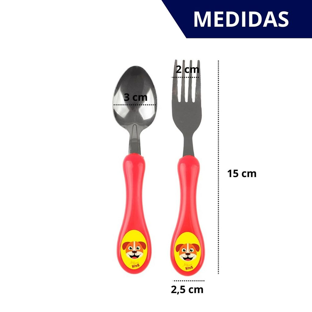 Kit Talheres Infantis com Garfo e Colher - Coloridos e Divertidos