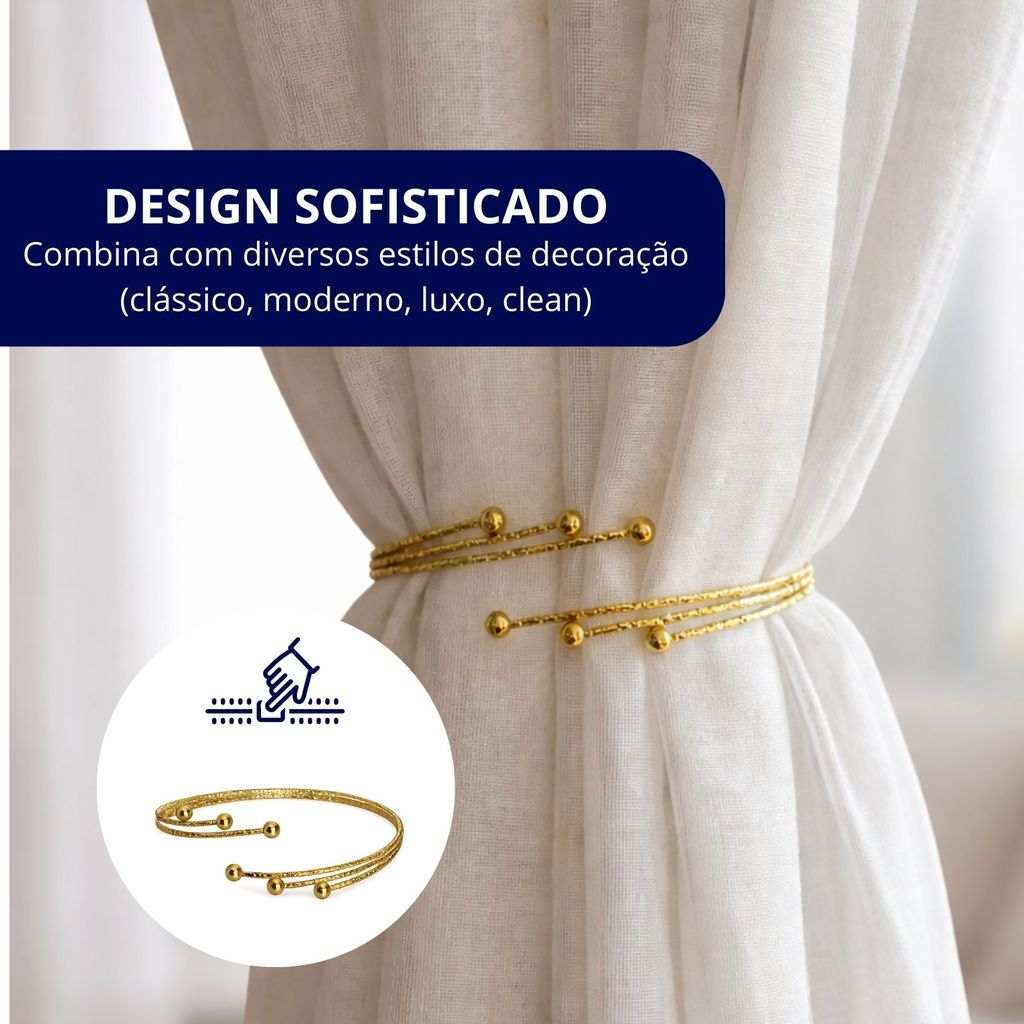 Kit 02 Prendedores de Cortina de Aço Sofisticado e Discreto