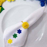 Kit 06 Anel de Guardanapo Para Copa do Mundo Brasil Flor de Pano