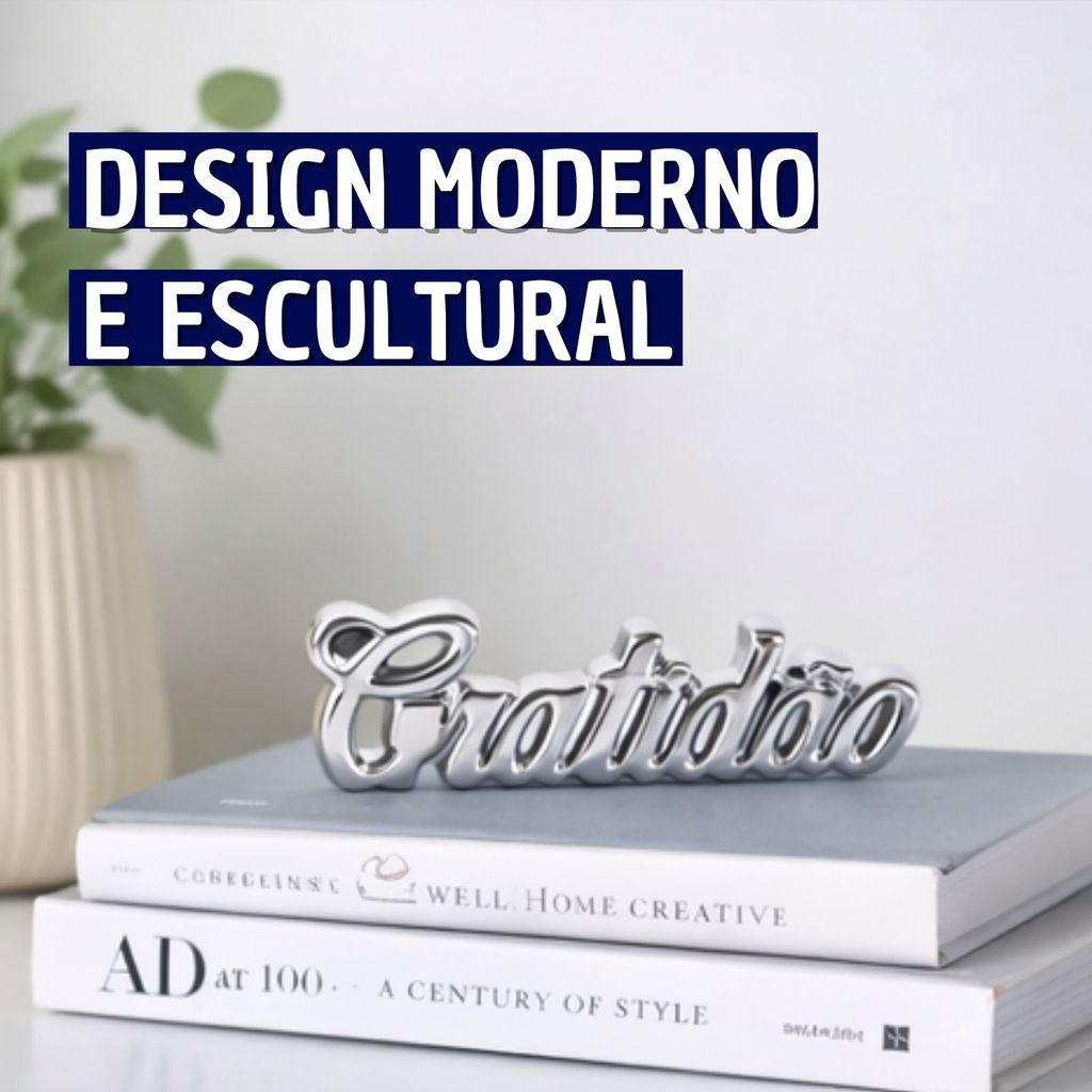 Enfeite Decorativo em Porcelana Palavra Gratidão