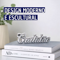 Enfeite Decorativo em Porcelana Palavra Gratidão