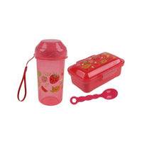 Kit Lanche Infantil Com Garrafa, Marmita e Colher