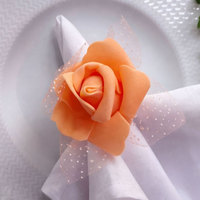 Kit com 4 Anel de Guardanapo + 4 Guardanapo  Oxford Rosa Salmão