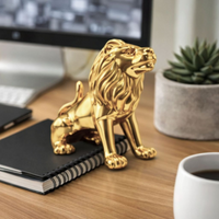 Enfeite Decorativo em Porcelana Leão Metalizado 13cm
