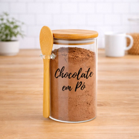 Pote Personalizado Hermético em Bambu 750ml Com Colher