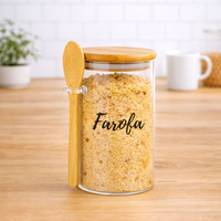 Pote Personalizado Hermético em Bambu 750ml Com Colher