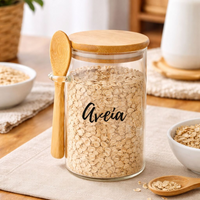 Pote Personalizado Hermético em Bambu 750ml Com Colher