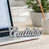 Enfeite Decorativo em Porcelana Palavra Gratidão