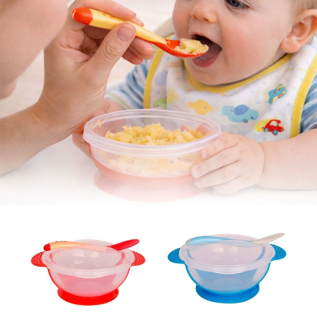 Kit Pote Infantil com Ventosa + Colher - Alimentação Segura e Pratica