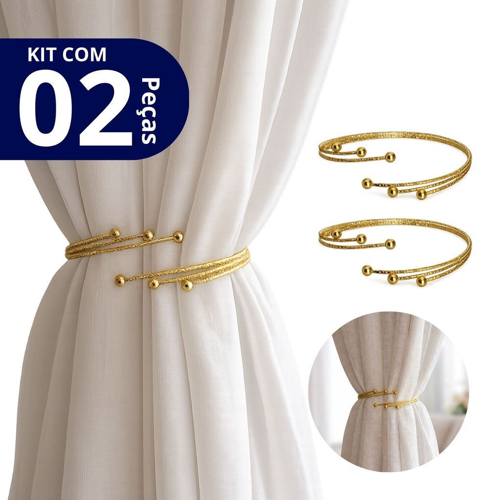 Kit 02 Prendedores de Cortina de Aço Sofisticado e Discreto