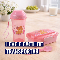 Kit Lanche Infantil Com Garrafa, Marmita e Colher