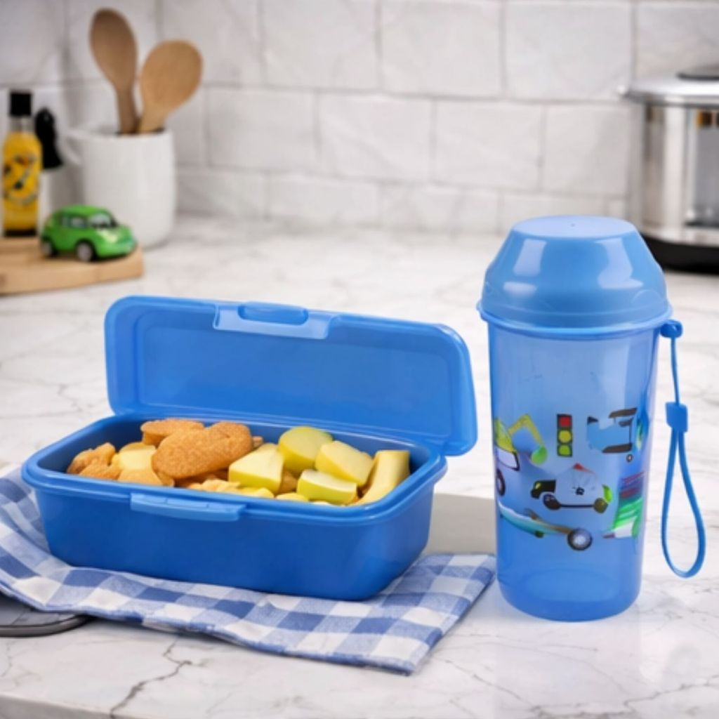 Kit Lanche Infantil Com Garrafa, Marmita e Colher