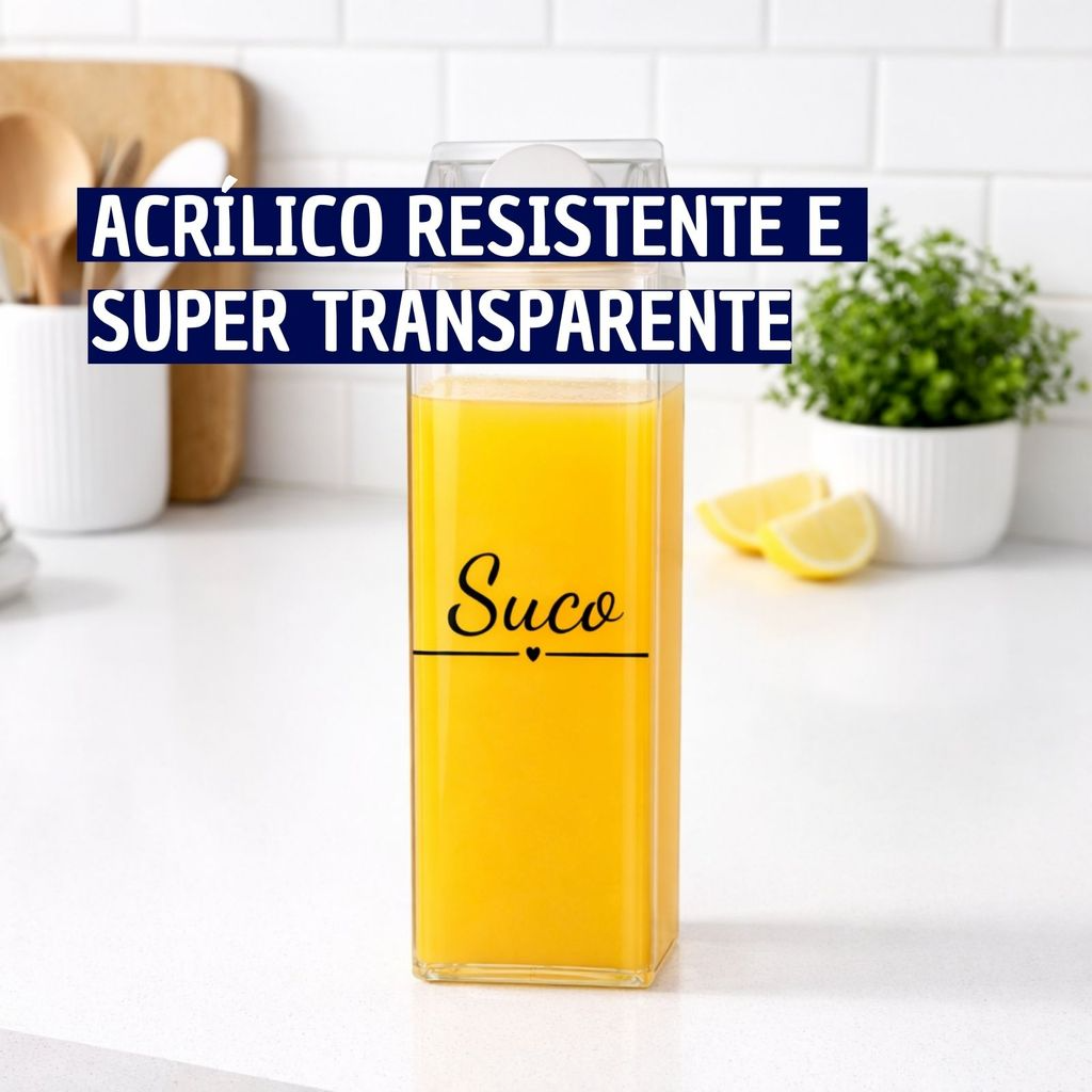 Garrafa Organizadora Transparente para Chá, Achocolatado, Suco ou Água 500ml