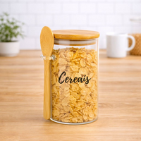 Pote Personalizado Hermético em Bambu 750ml Com Colher