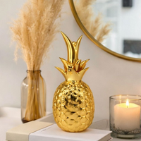 Enfeite Decorativo Abacaxi Metálico em Porcelana 14cm