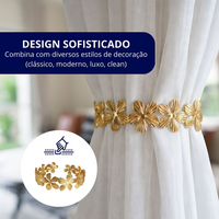 Kit 02 Prendedores de Cortina de Aço Floral