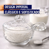 Açucareiro Imperial em Vidro Trabalhado com Tampa e Colher