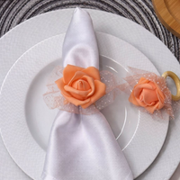 Kit com 4 Anel de Guardanapo + 4 Guardanapo  Oxford Rosa Salmão