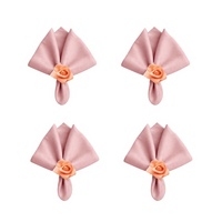 Kit com 4 Anel de Guardanapo + 4 Guardanapo  Oxford Rosa Salmão