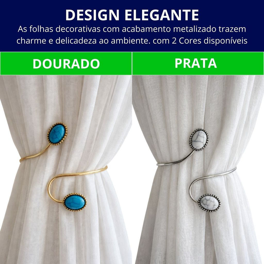 Kit 02 Prendedores de cortina decorativo Mármore Simples
