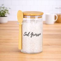 Pote Personalizado Hermético em Bambu 750ml Com Colher