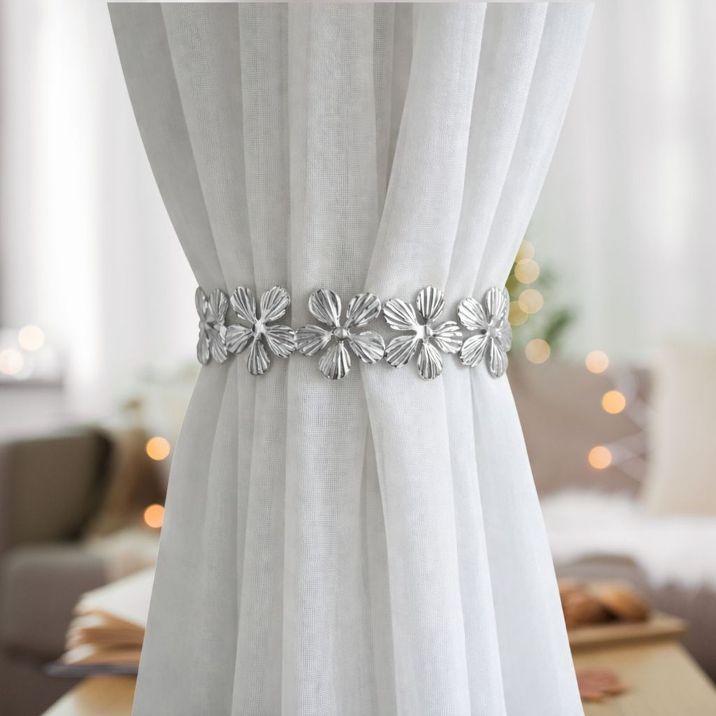 Kit 02 Prendedores de Cortina de Aço Floral