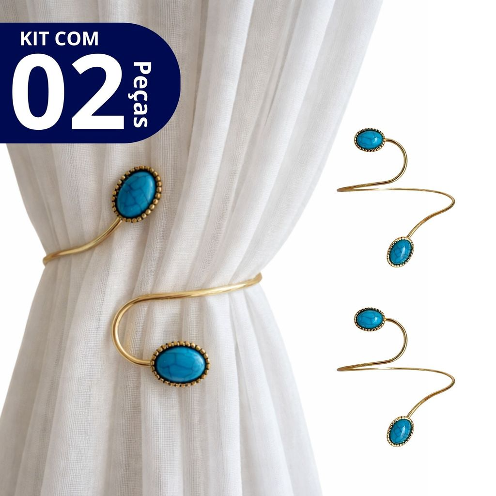 Kit 02 Prendedores de cortina decorativo Mármore Simples