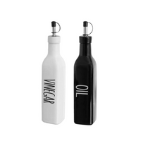 Kit Vinagre e Azeite Minimalista Preto e Branco Com Dosador em Aço 300ml