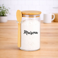 Pote Personalizado Hermético em Bambu 750ml Com Colher