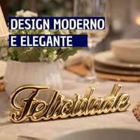 Enfeite Decorativo em Porcelana Palavra Felicidade