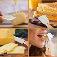 Kit 2 Facas Para Queijo e Pão em Aço Inox com Cabo de Madeira Natural