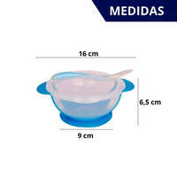 Kit Pote Infantil com Ventosa + Colher - Alimentação Segura e Pratica