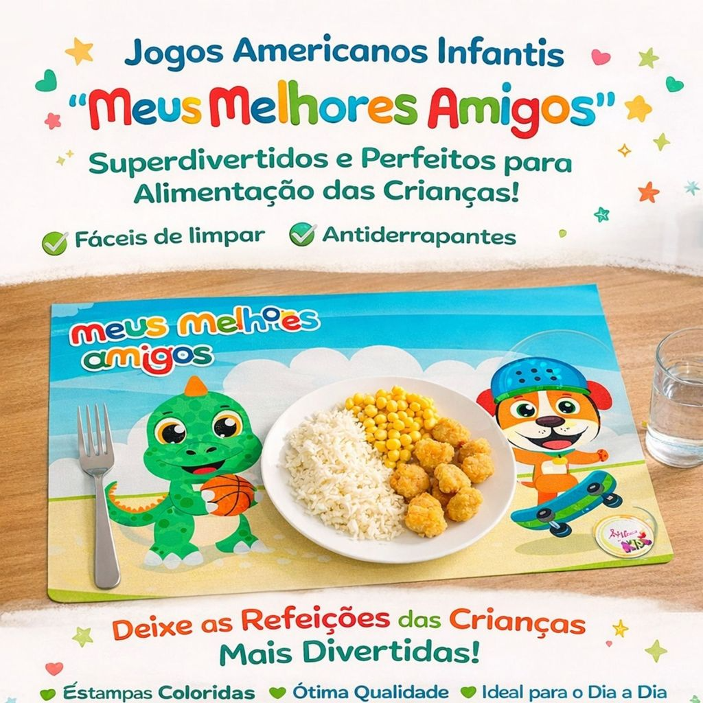 Kit 2 Jogos americano Infantil Para Refeições