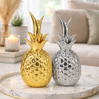 Enfeite Decorativo Abacaxi Metálico em Porcelana 14cm