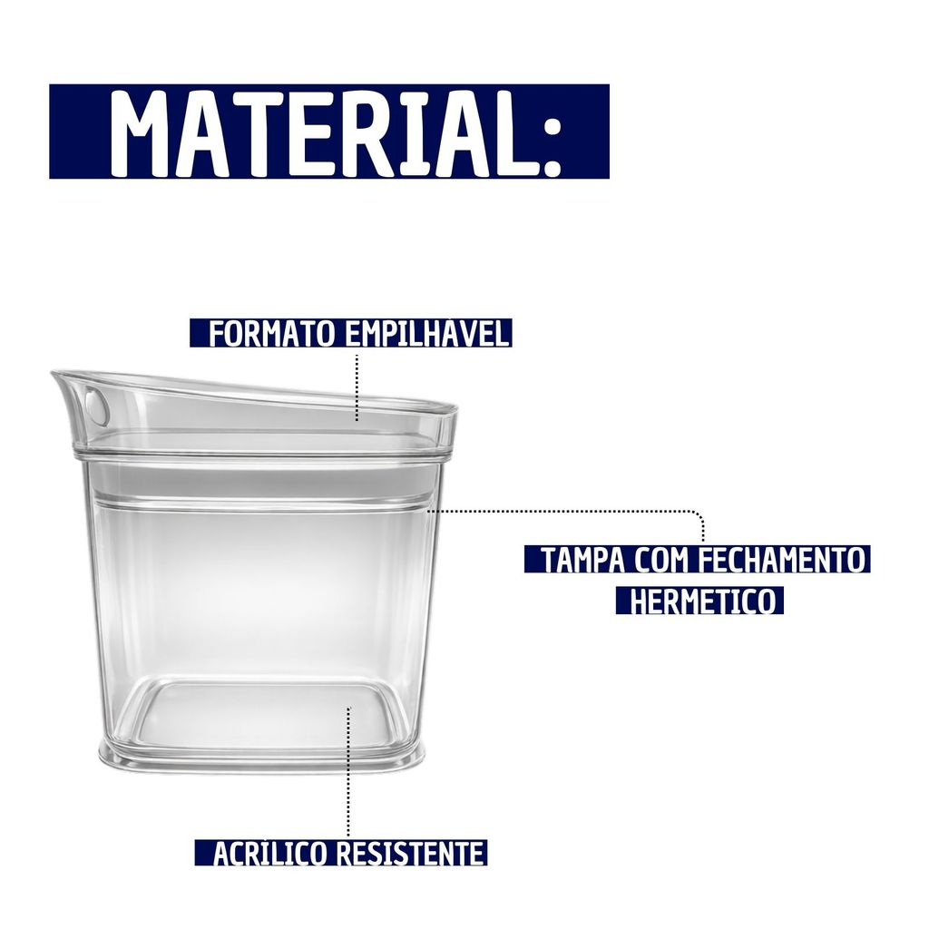 Pote Multiuso Hermetico Organizadores Porta Mantimentos 600 ml