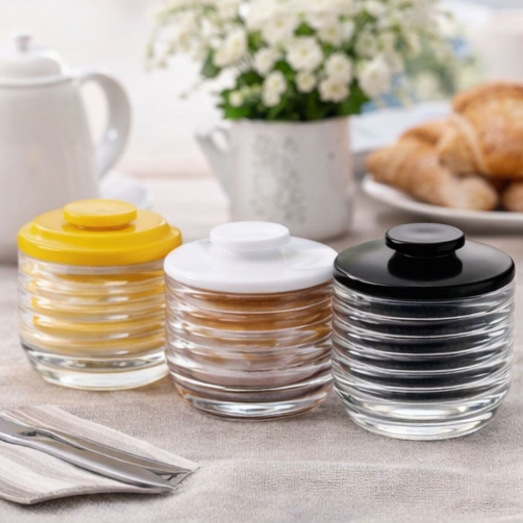 Manteigueira Francesa de Vidro Colmeia com Tampa Colorida