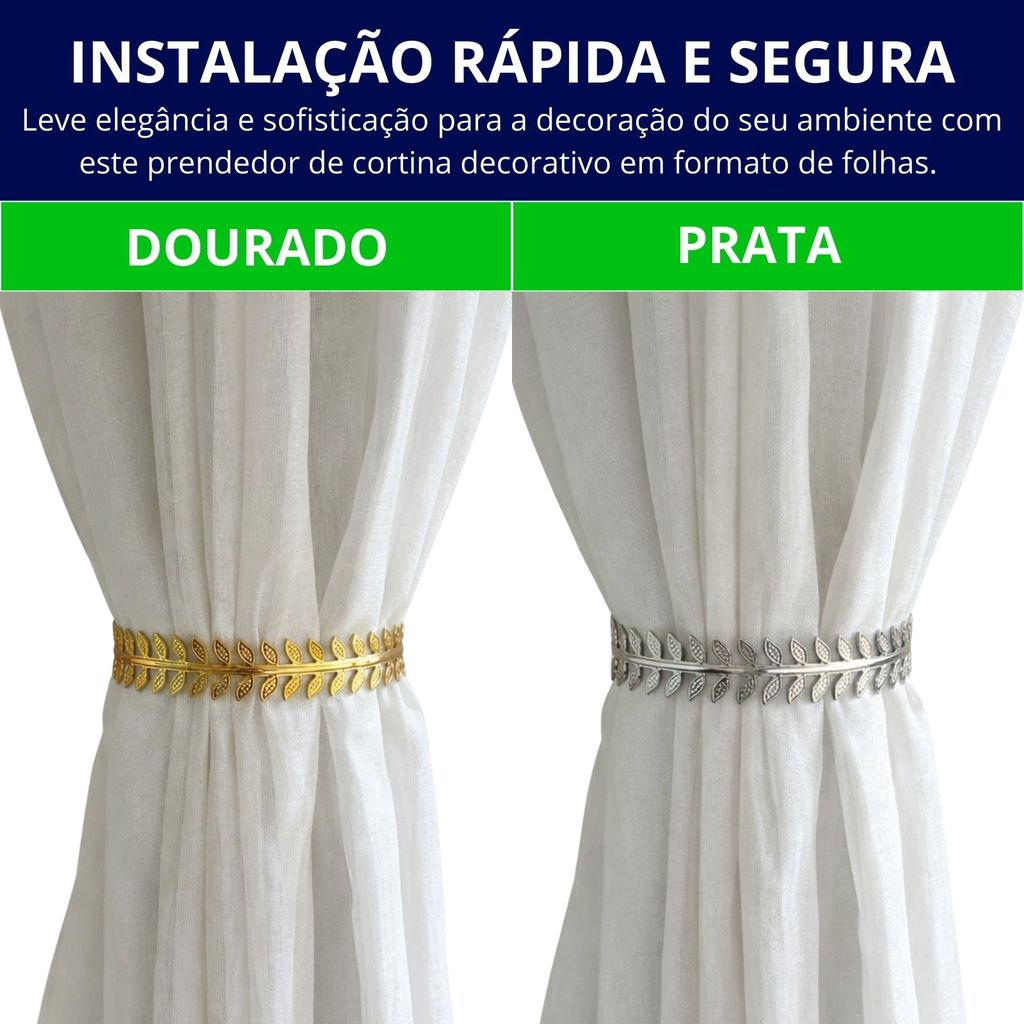Kit 02 Prendedores de cortina decorativo Folhagem Grega