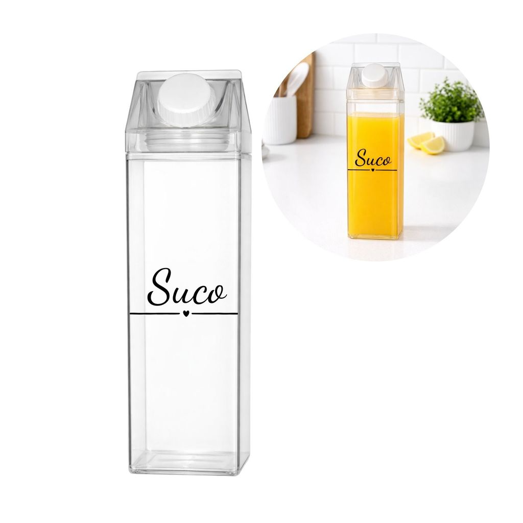 Garrafa Organizadora Transparente para Chá, Achocolatado, Suco ou Água 500ml