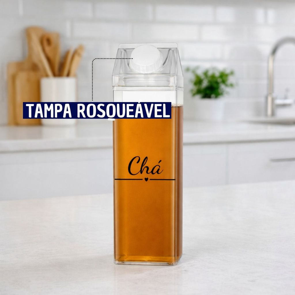 Garrafa Organizadora Transparente para Chá, Achocolatado, Suco ou Água 500ml
