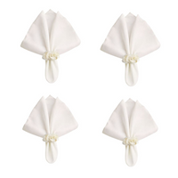 Kit com 4 Anel de Guardanapo + 4 Guardanapo  Oxford 3 Rosas